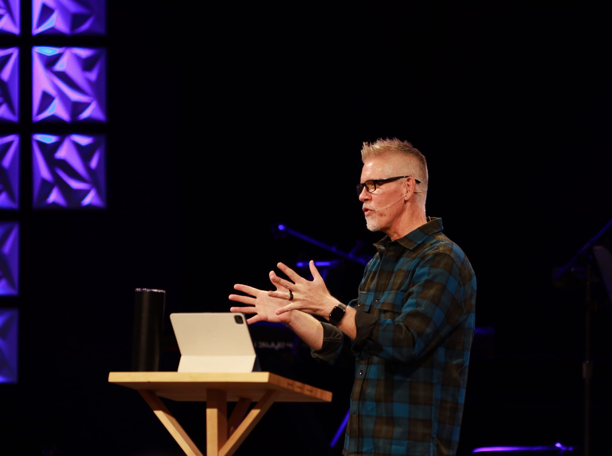Bobby speaking during Eagle Mountain service